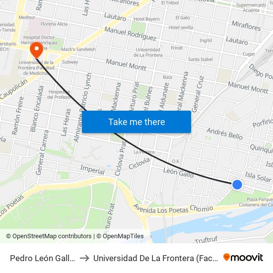 Pedro León Gallo / Malvoa to Universidad De La Frontera (Facultad De Medicina) map