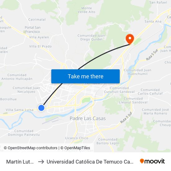 Martín Lutero, 02013 to Universidad Católica De Temuco Campus Dr. Luis Rivas Del Canto map