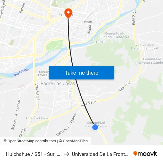 Huichahue / S51 - Sur_16 to Universidad De La Frontera map