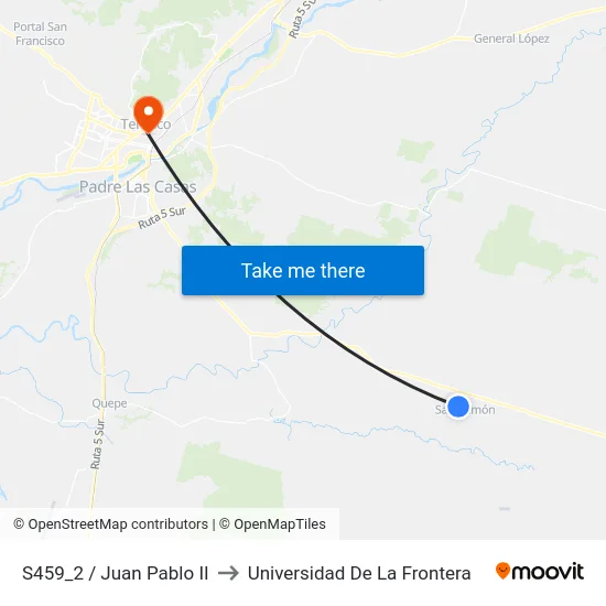 S459_2 / Juan Pablo II to Universidad De La Frontera map
