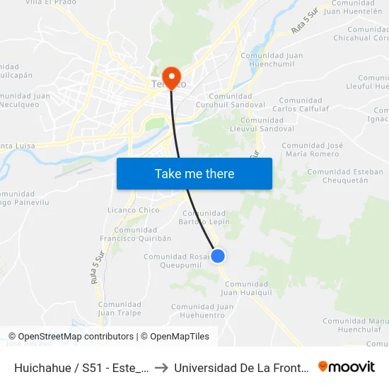 Huichahue / S51 - Este_13 to Universidad De La Frontera map
