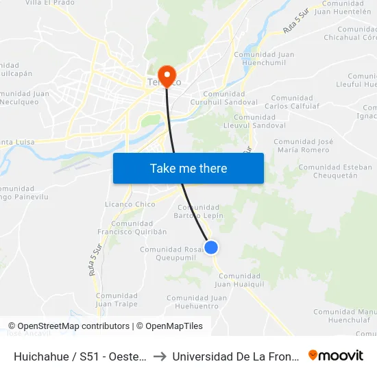 Huichahue / S51 - Oeste_14 to Universidad De La Frontera map