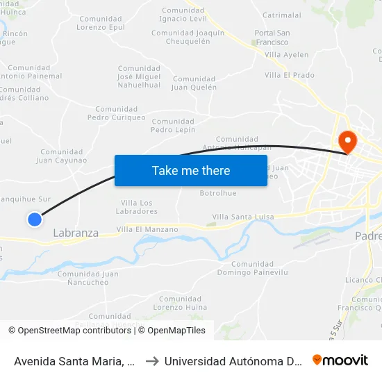 Avenida Santa Maria, 01008 to Universidad Autónoma De Chile map