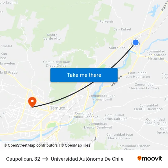 Caupolican, 32 to Universidad Autónoma De Chile map