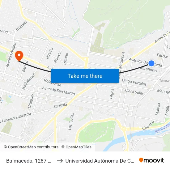 Balmaceda, 1287 N-S to Universidad Autónoma De Chile map