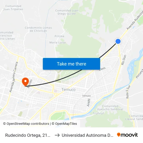 Rudecindo Ortega, 2125 S-N to Universidad Autónoma De Chile map