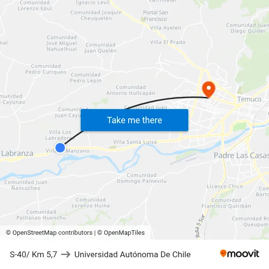 S-40/ Km 5,7 to Universidad Autónoma De Chile map