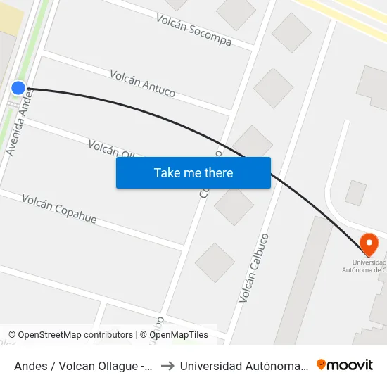 Andes / Volcan Ollague - Poniente to Universidad Autónoma De Chile map