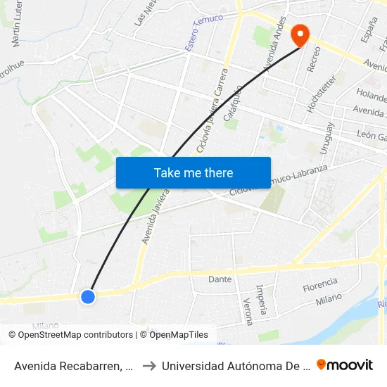 Avenida Recabarren, 2850 to Universidad Autónoma De Chile map