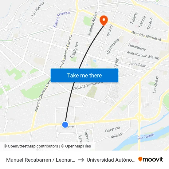 Manuel Recabarren / Leonardo Da Vinci - Sur to Universidad Autónoma De Chile map