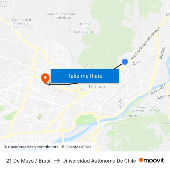 21 De Mayo / Brasil to Universidad Autónoma De Chile map