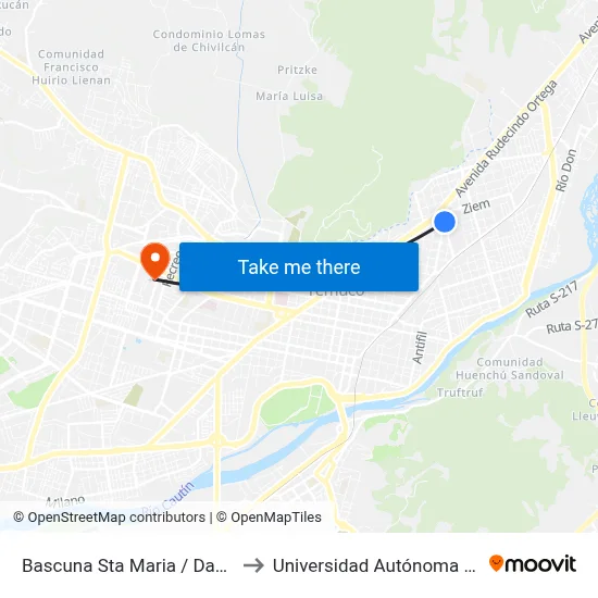 Bascuna Sta Maria / David Perry to Universidad Autónoma De Chile map