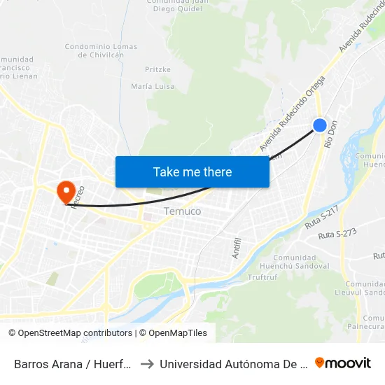 Barros Arana / Huerfanos to Universidad Autónoma De Chile map