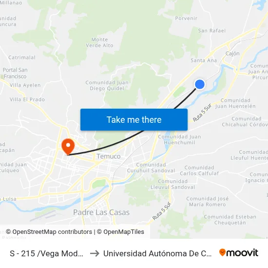S - 215 /Vega Modelo to Universidad Autónoma De Chile map