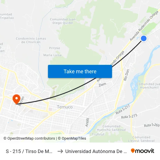 S - 215 / Tirso De Molina to Universidad Autónoma De Chile map