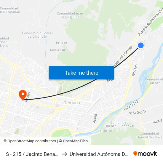 S - 215 / Jacinto Benavente to Universidad Autónoma De Chile map