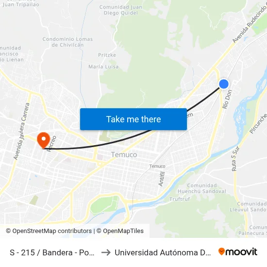 S - 215 / Bandera - Poniente to Universidad Autónoma De Chile map