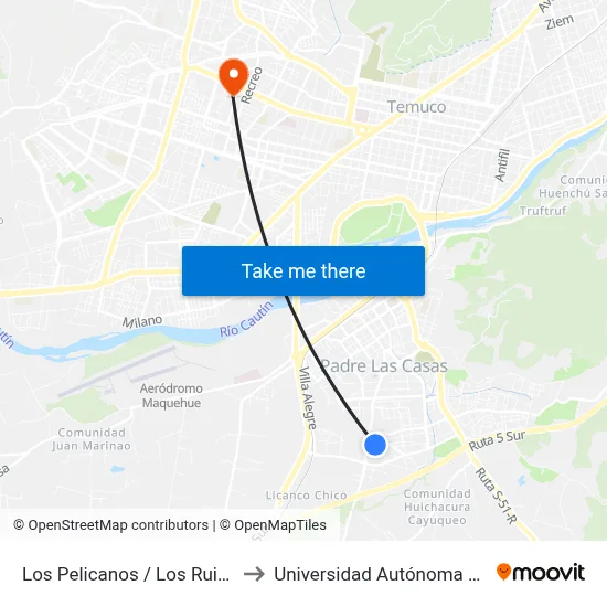 Los Pelicanos / Los Ruisenores to Universidad Autónoma De Chile map