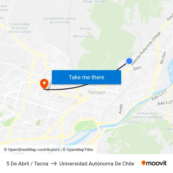 5 De Abril / Tacna to Universidad Autónoma De Chile map