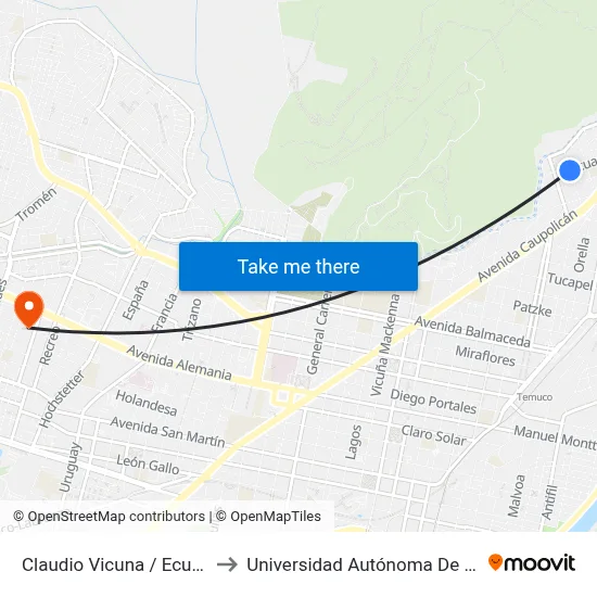 Claudio Vicuna / Ecuador to Universidad Autónoma De Chile map