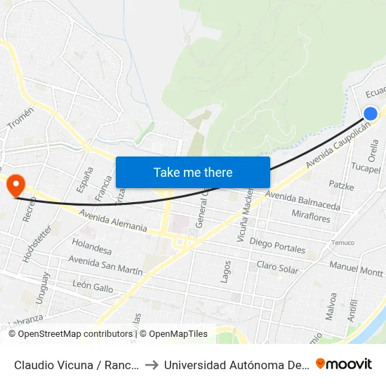 Claudio Vicuna / Rancagua to Universidad Autónoma De Chile map