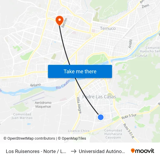 Los Ruisenores - Norte / Las Bandurrias to Universidad Autónoma De Chile map