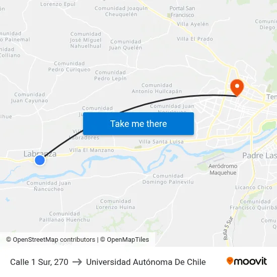 Calle 1 Sur, 270 to Universidad Autónoma De Chile map