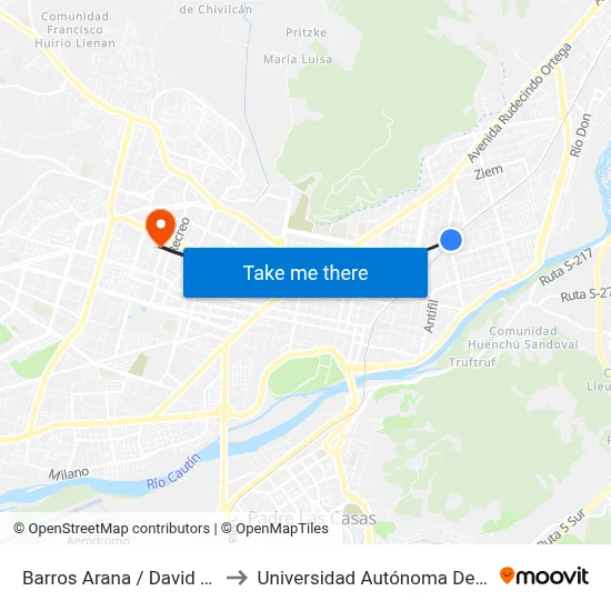 Barros Arana / David Perry to Universidad Autónoma De Chile map