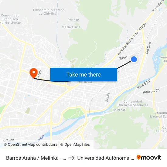 Barros Arana / Melinka - Poniente to Universidad Autónoma De Chile map
