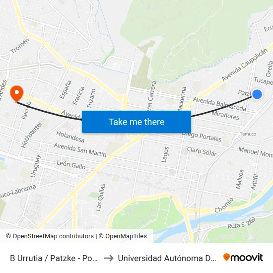 B Urrutia / Patzke - Poniente to Universidad Autónoma De Chile map