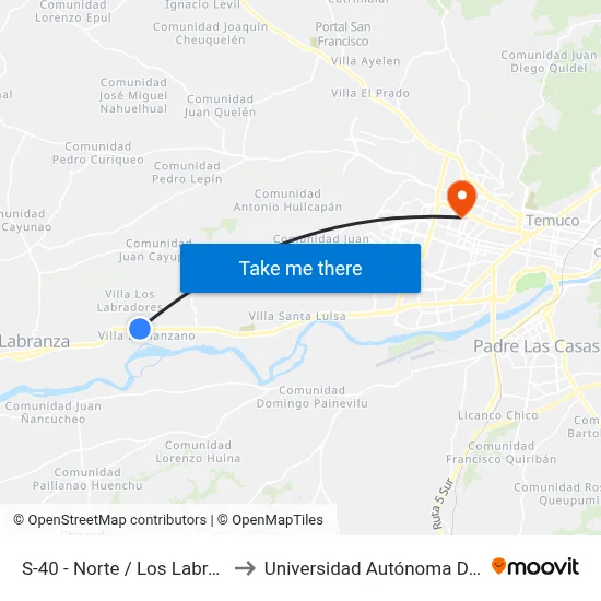 S-40 - Norte / Los Labradores to Universidad Autónoma De Chile map
