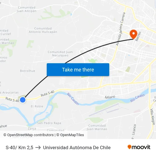 S-40/ Km 2,5 to Universidad Autónoma De Chile map