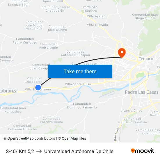 S-40/ Km 5,2 to Universidad Autónoma De Chile map