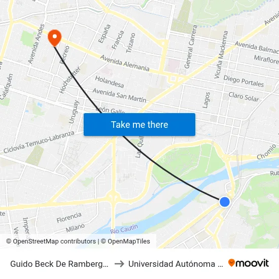 Guido Beck De Ramberga - Oeste to Universidad Autónoma De Chile map