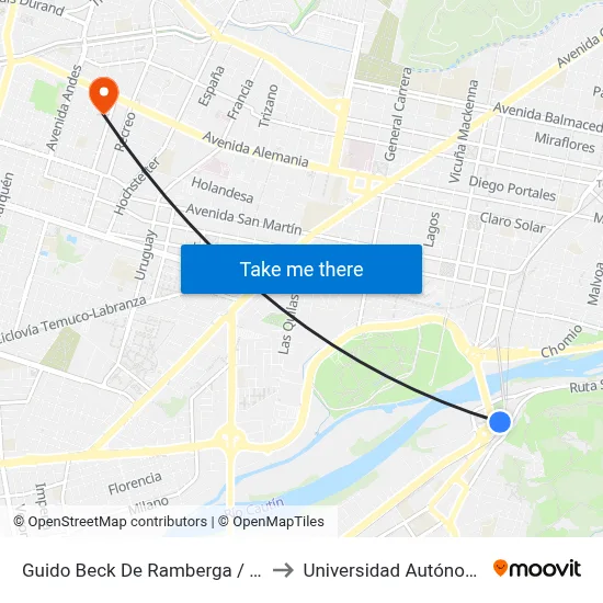 Guido Beck De Ramberga / Las Rosas Jon to Universidad Autónoma De Chile map