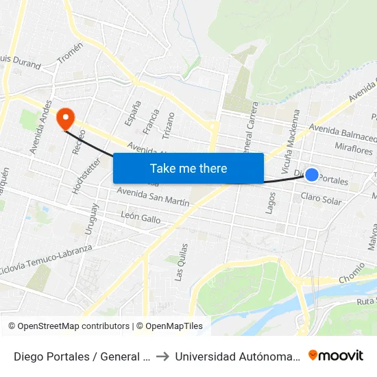 Diego Portales / General Aldunate to Universidad Autónoma De Chile map