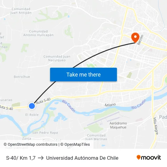 S-40/ Km 1,7 to Universidad Autónoma De Chile map