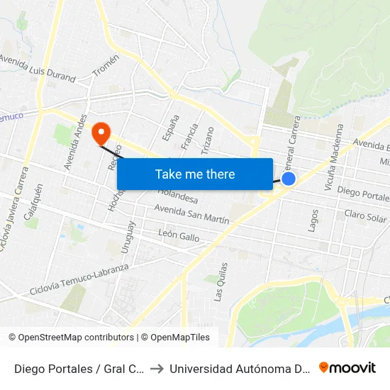 Diego Portales / Gral Carrera to Universidad Autónoma De Chile map