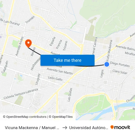Vicuna Mackenna / Manuel Montt / Poniente to Universidad Autónoma De Chile map