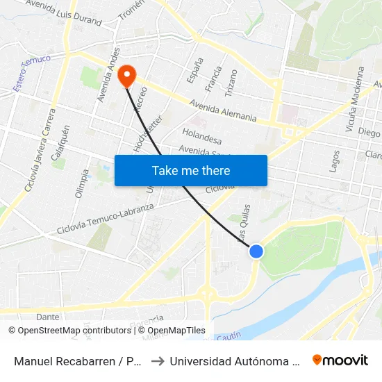 Manuel Recabarren / Poniente to Universidad Autónoma De Chile map