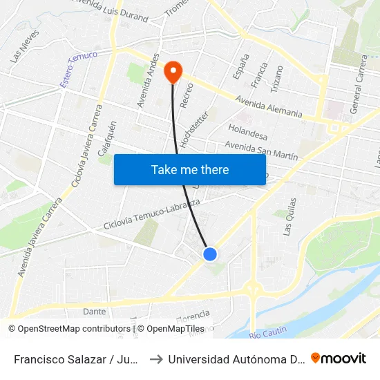 Francisco Salazar / Juan XXIII to Universidad Autónoma De Chile map