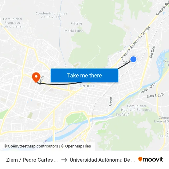 Ziem / Pedro Cartes - Sur to Universidad Autónoma De Chile map