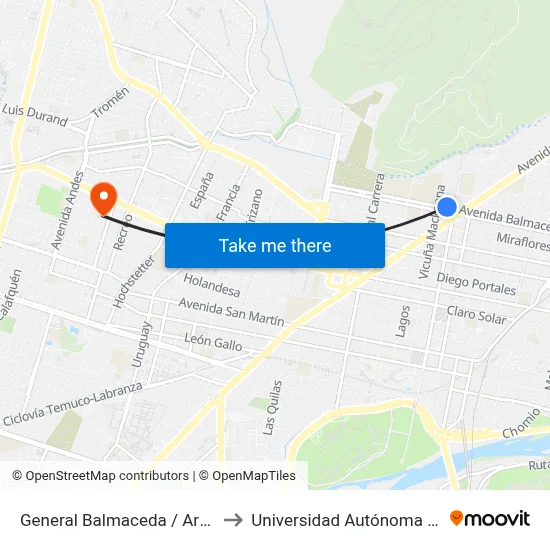 General Balmaceda / Arturo Prat to Universidad Autónoma De Chile map