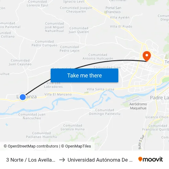 3 Norte / Los Avellanos to Universidad Autónoma De Chile map