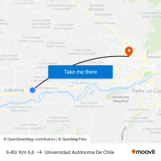 S-40/ Km 6,6 to Universidad Autónoma De Chile map