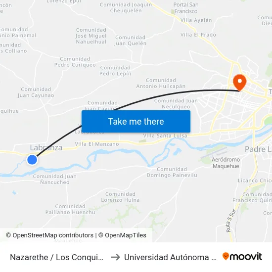Nazarethe / Los Conquistadores to Universidad Autónoma De Chile map