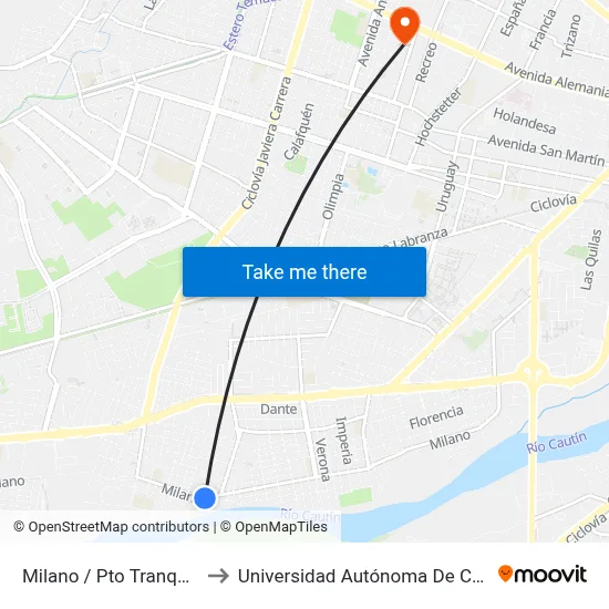 Milano / Pto Tranquilo to Universidad Autónoma De Chile map