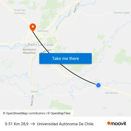 S-51 Km 28,9 to Universidad Autónoma De Chile map