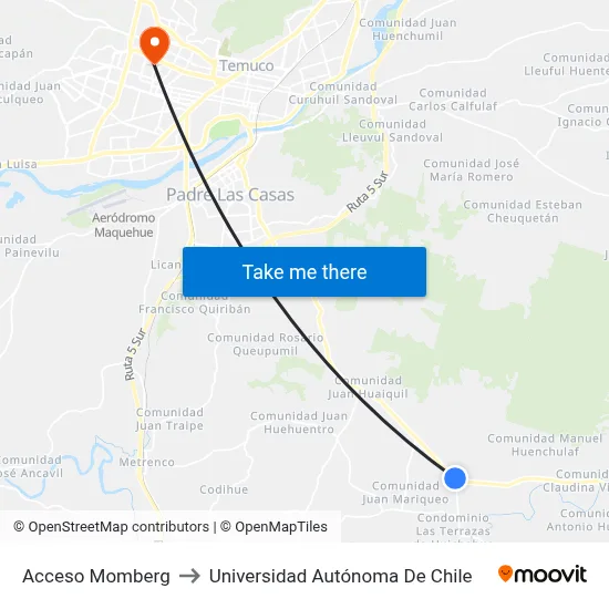 Acceso Momberg to Universidad Autónoma De Chile map