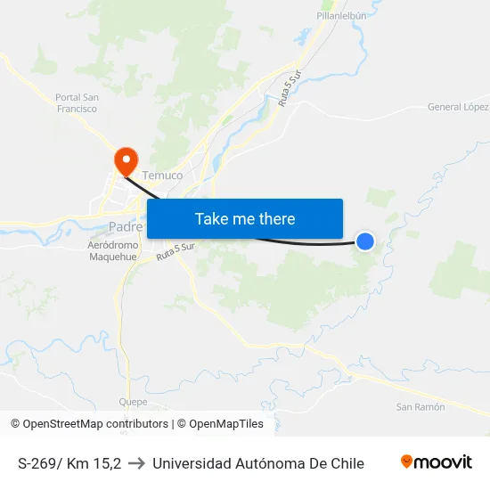 S-269/ Km 15,2 to Universidad Autónoma De Chile map